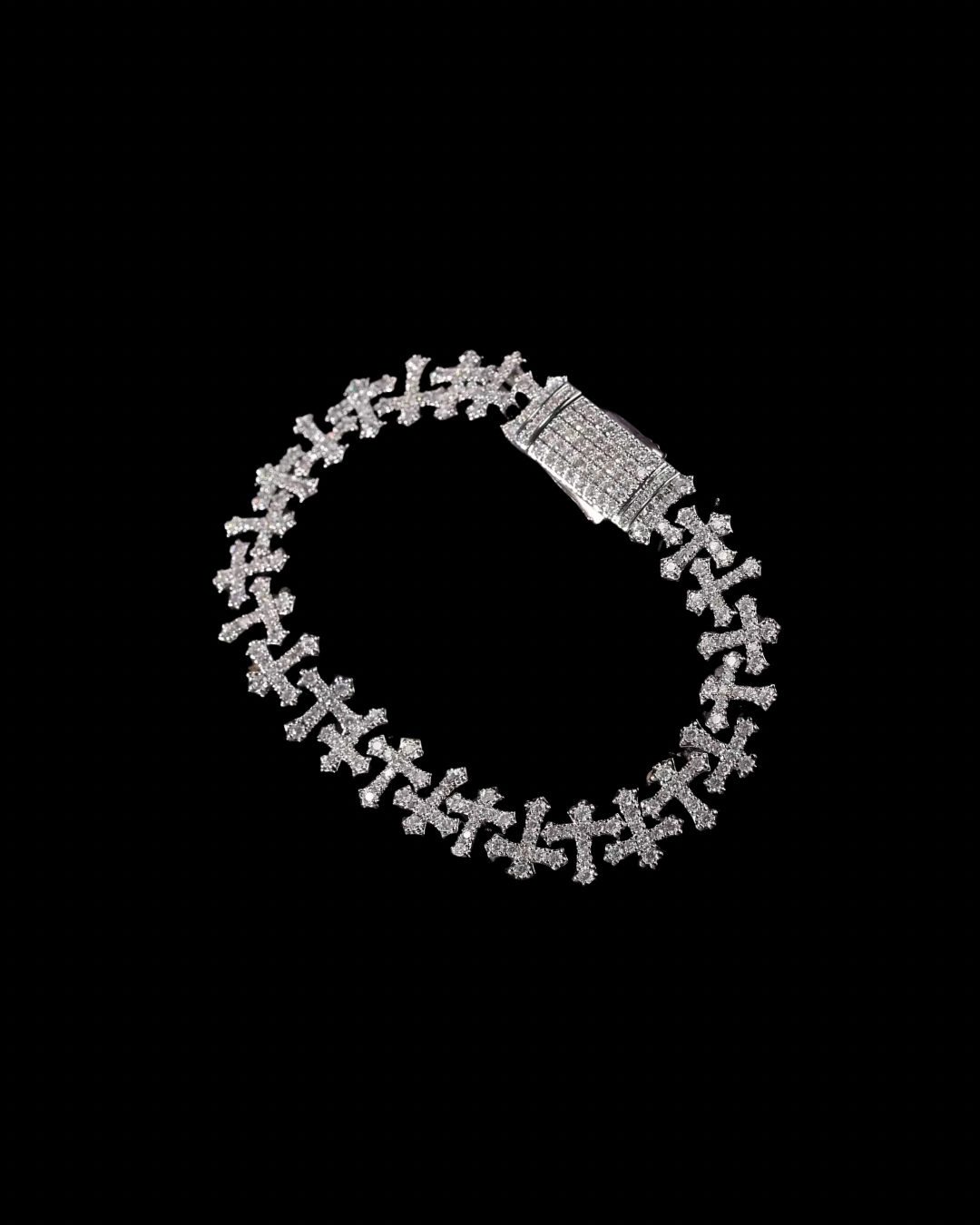 Gelati's Double-Cross Diamond Bracelet In Titanium - Carbon diamonds and 18K Vermeil Gold Accents.