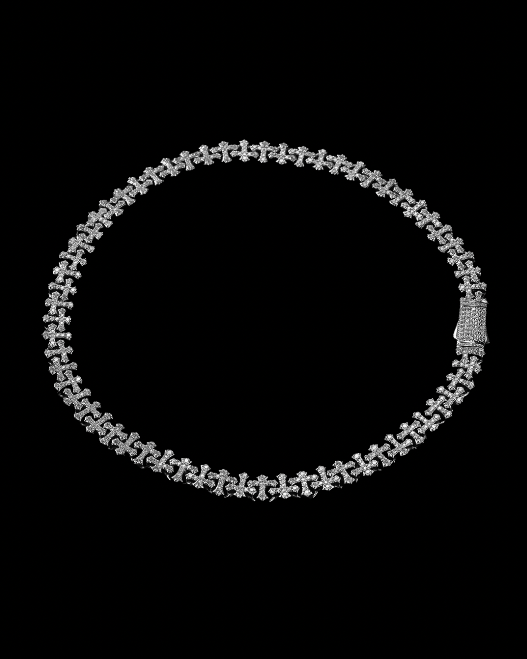 Gelati's Double-Cross Diamond Bracelet In Titanium - Carbon diamonds and 18K Vermeil Gold Accents.