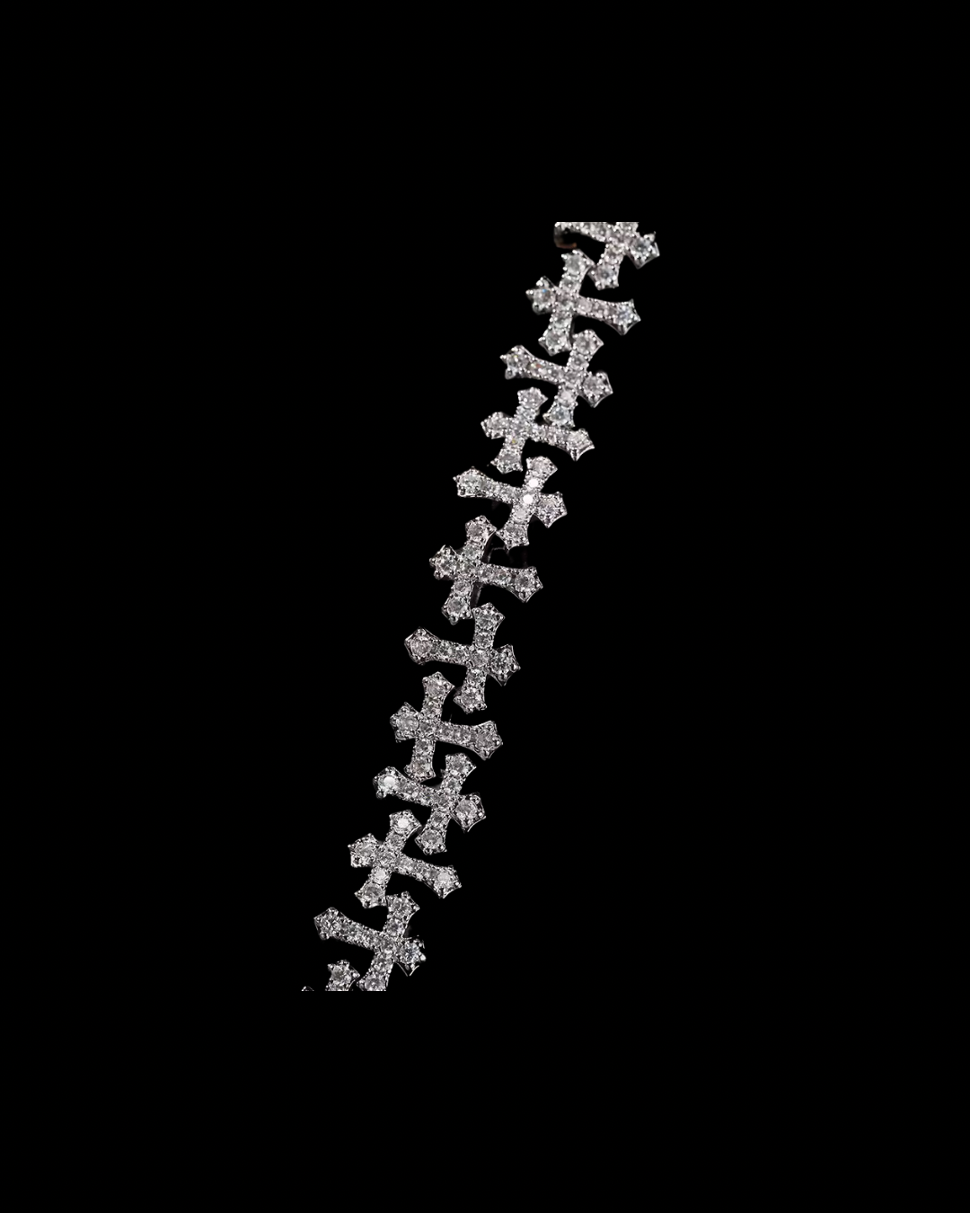 Gelati's Double-Cross Diamond Bracelet In Titanium - Carbon diamonds and 18K Vermeil Gold Accents.