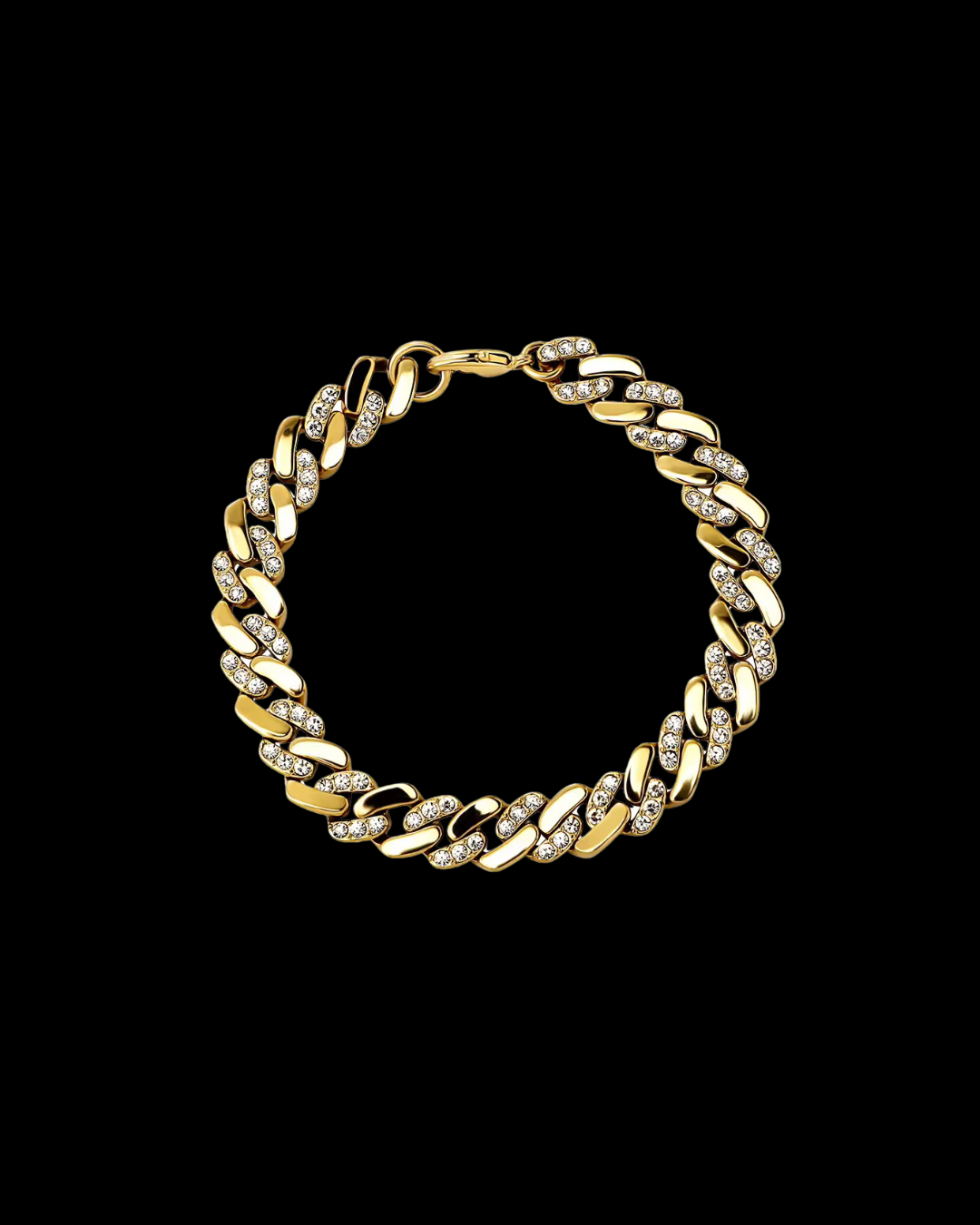 Gelati's Hybrid Carbon Diamonds Two Tone Cuban Bracelet in Titanium & 18K Vermeil Gold