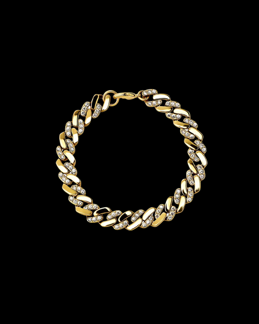 Gelati's Hybrid Carbon Diamonds Two Tone Cuban Bracelet in Titanium & 18K Vermeil Gold
