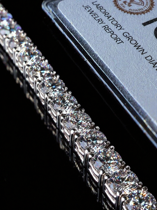 Gelati's Bespoke IGI Certified VS1 3EX Diamond 8 CtW Tennis Bracelet In 14K Vermeil Gold & 925 Sterling Silver 3,5MM