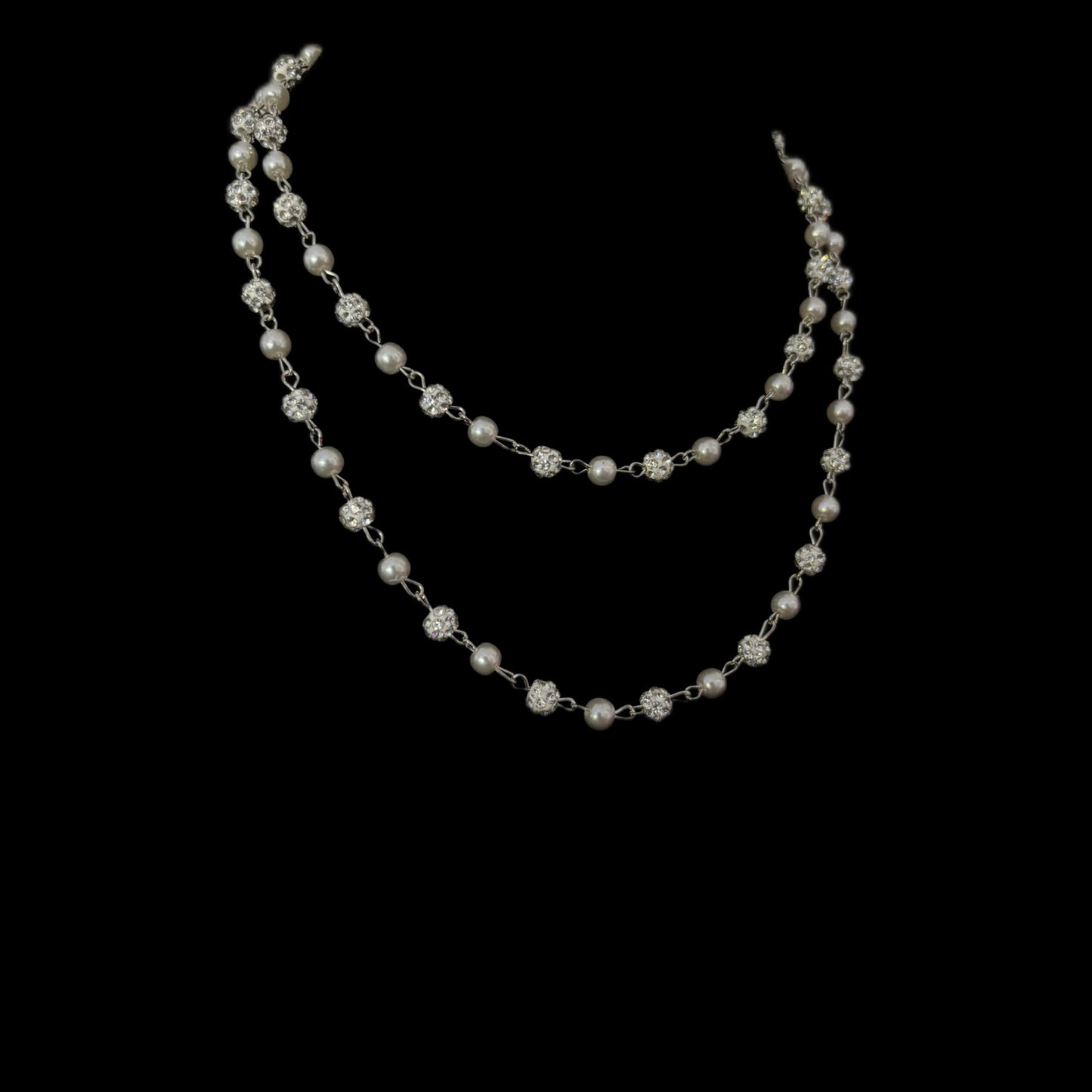 Gelati's Titanium Diamond beads & Pearls Necklace