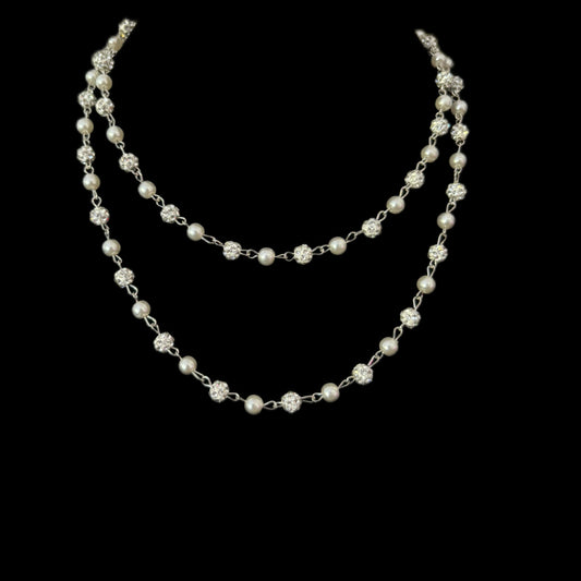 Gelati's Titanium Diamond beads & Pearls Necklace