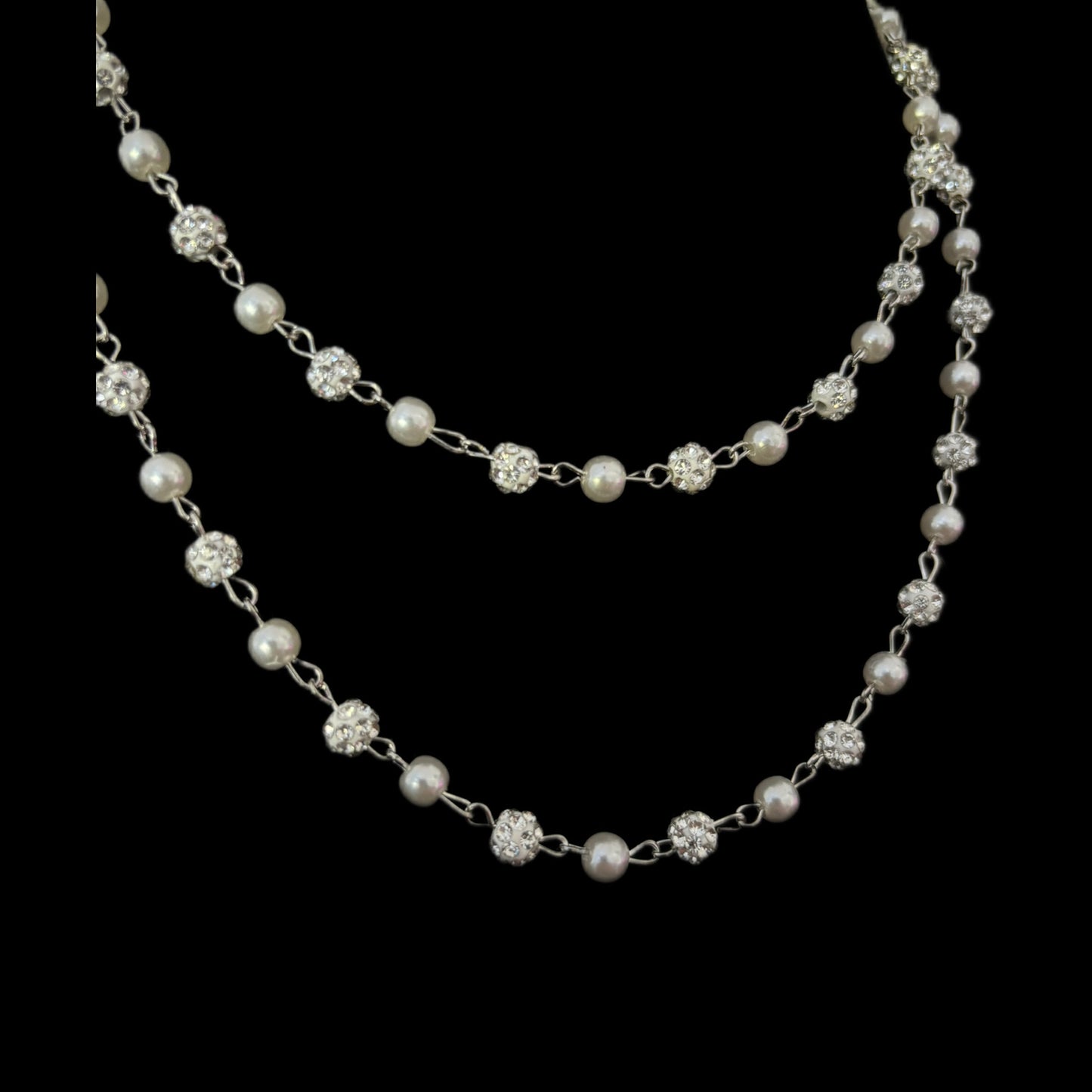 Gelati's Titanium Diamond beads & Pearls Necklace