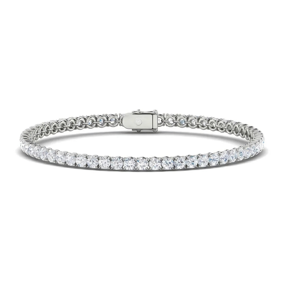 Gelati's Bespoke Diamond "Glaciale"  Round & Square Cut Tennis Bracelet in 925 Silver & 18k Vermeil Gold