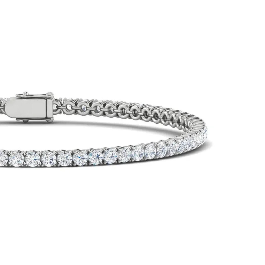 Gelati's Bespoke Diamond "Glaciale"  Round & Square Cut Tennis Bracelet in 925 Silver & 18k Vermeil Gold