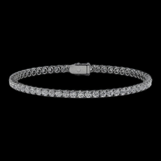 Gelati's Bespoke Diamond "Glaciale"  Round & Square Cut Tennis Bracelet in 925 Silver & 18k Vermeil Gold