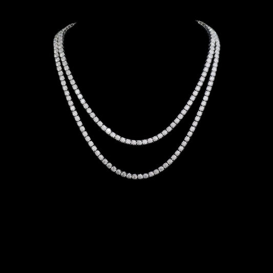 Gelati's Bespoke "Anturi"  Diamond Tennis Necklace in 999 Italian Silver & 18k Vermeil Gold