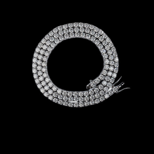 Gelati's Solid Titanium Steel & 18k Vermeil Gold Inserts "Nocturno " 3MM Emerald Cut Tennis Necklace