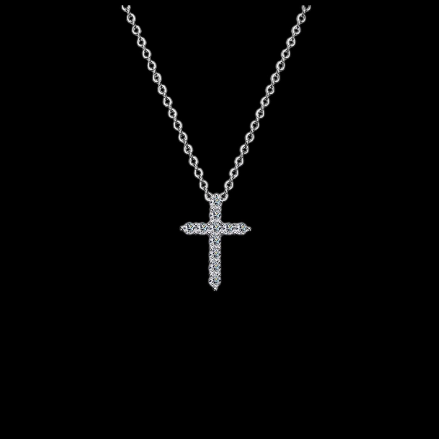 Gelati's Diamond "Snowbunny" Pointer Cross Necklace with 18k Vermeil Gold Inserts & 925 silver chain included