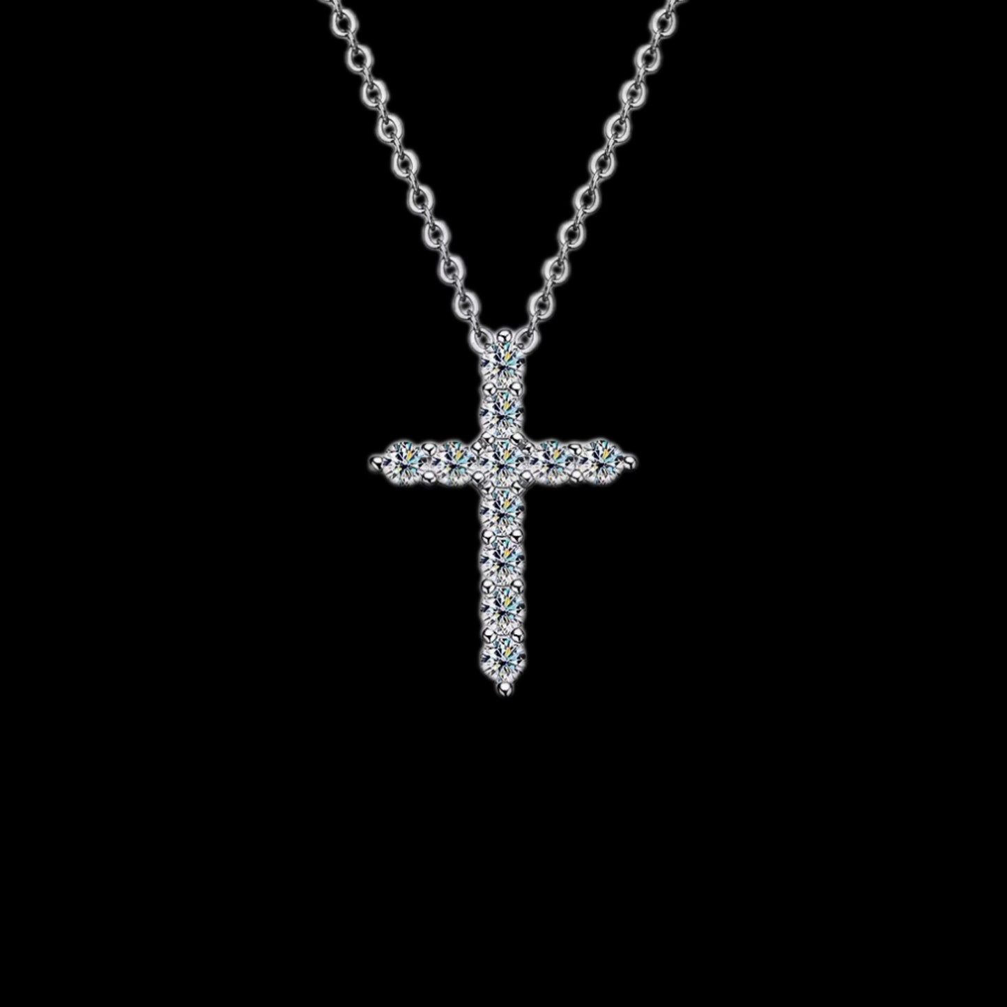 Gelati's Diamond "Snowbunny" Pointer Cross Necklace with 18k Vermeil Gold Inserts & 925 silver chain included