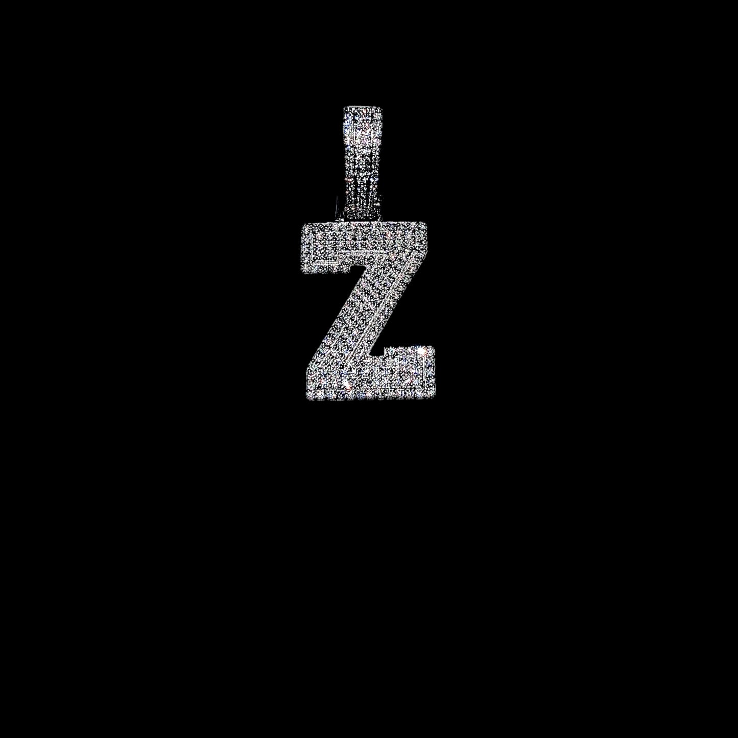 Gelati's Custom Roman Diamond Letter Pendant - Micro Pave & Triple Solid Back Layer + Free 925 Silver Chain