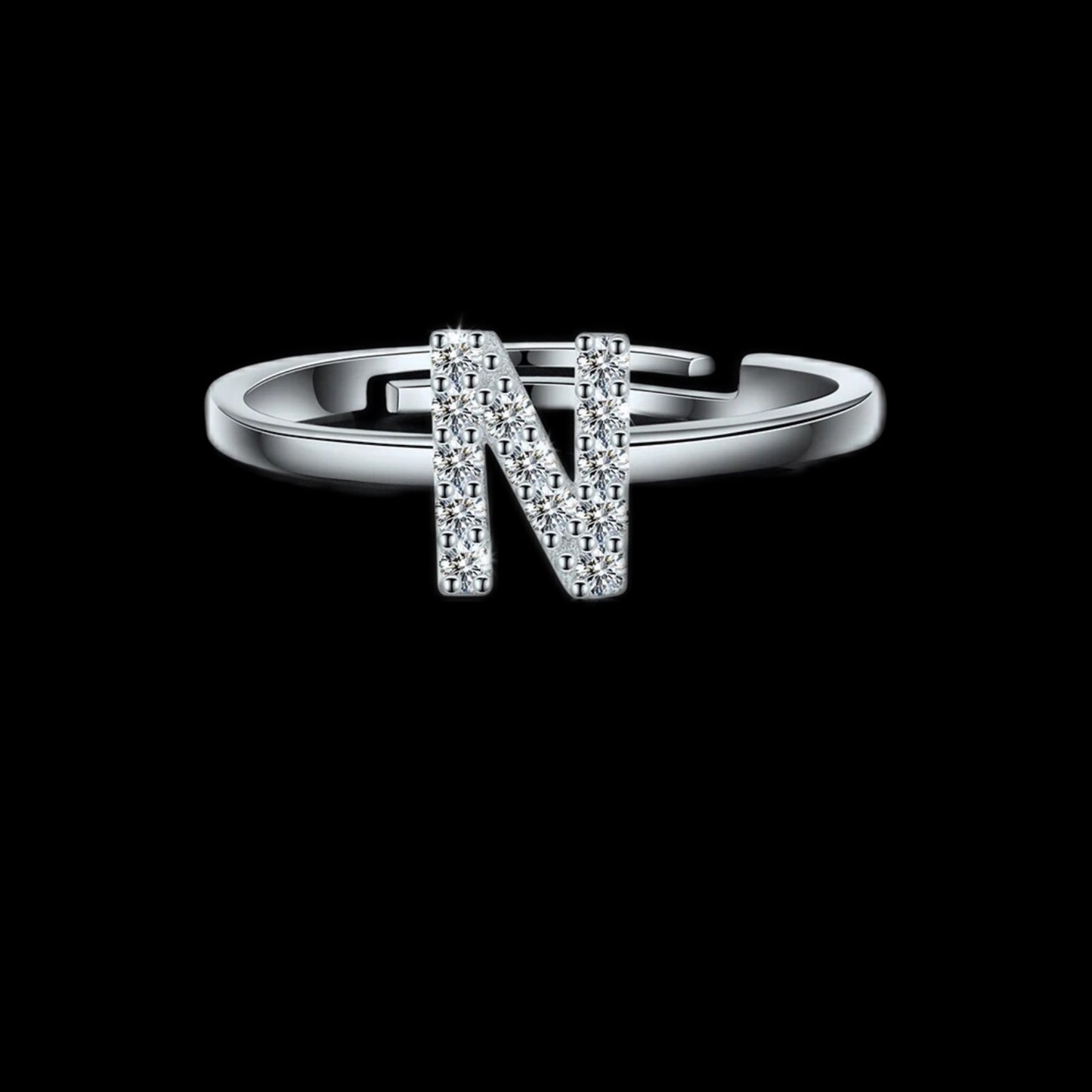 Gelati's Custom Initial Diamond Ring in Solid 925 Silver & 18k Vermeil Gold