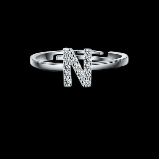 Gelati's Custom Initial Diamond Ring in Solid 925 Silver & 18k Vermeil Gold