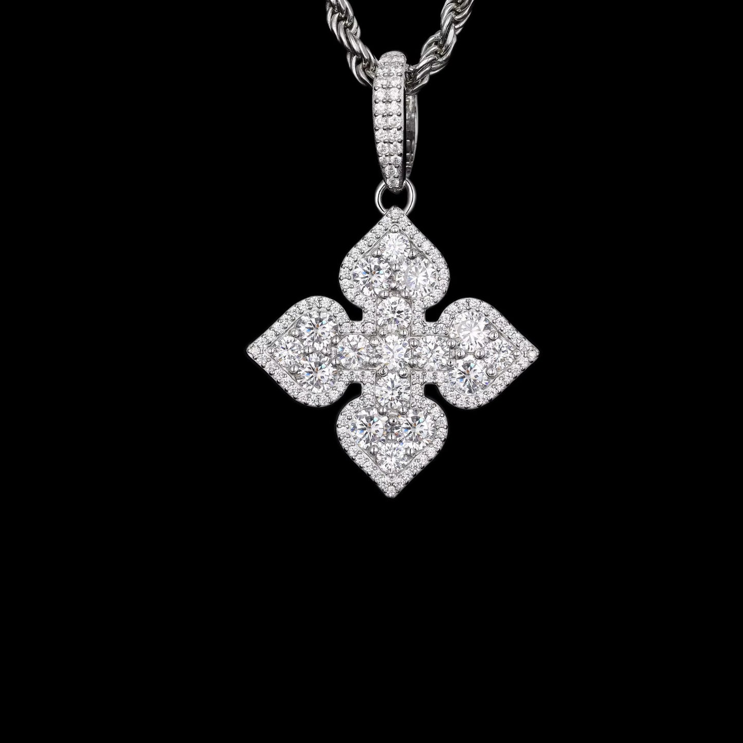 Gelati's Lucky Four Leaf Baguette Diamond Pendant in 925 Silver & 18K Vermeil Gold