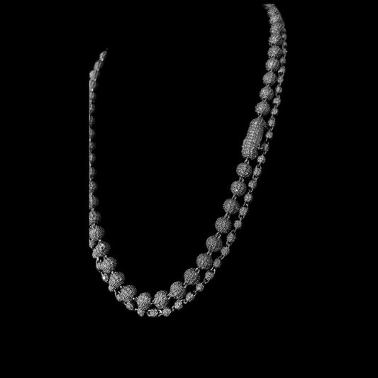 Gelati's Bespoke Titanium "iceball" Micro Pave Diamond Necklace with 18k Vermeil Gold Micro Inserts