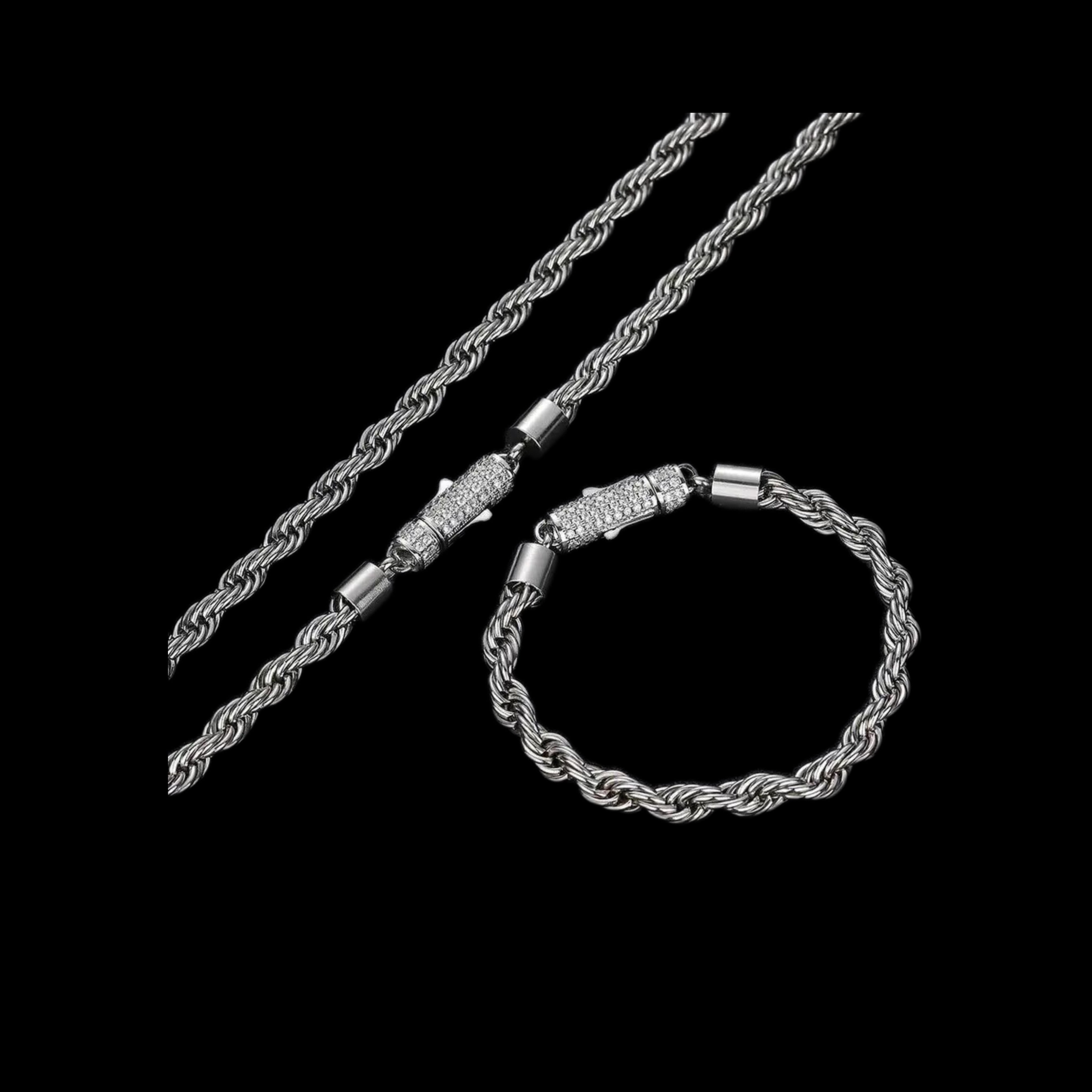 Gelati's Diamond Clasp Titanium Rope Chain with 18k Vermeil Inserts