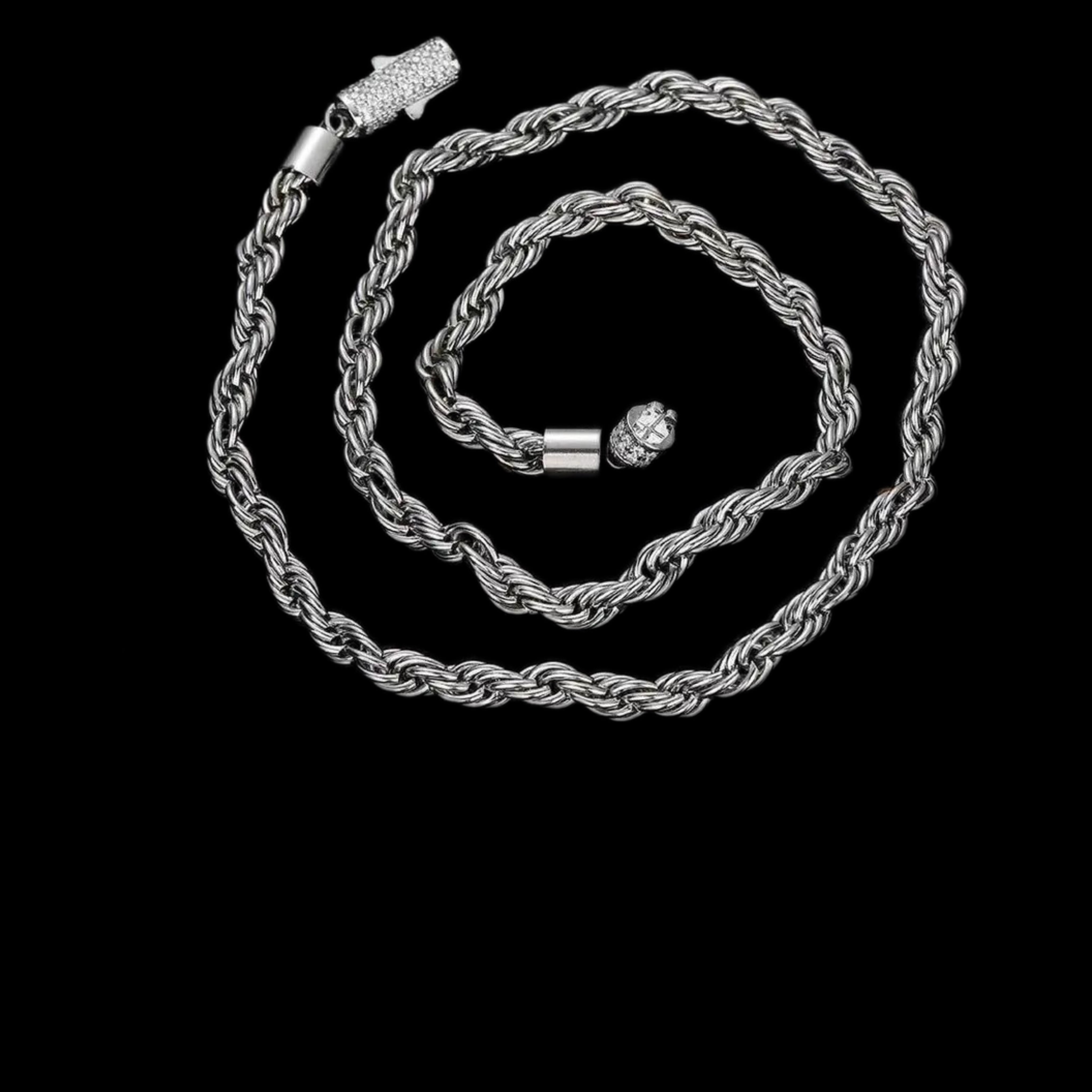 Gelati's Diamond Clasp Titanium Rope Chain with 18k Vermeil Inserts