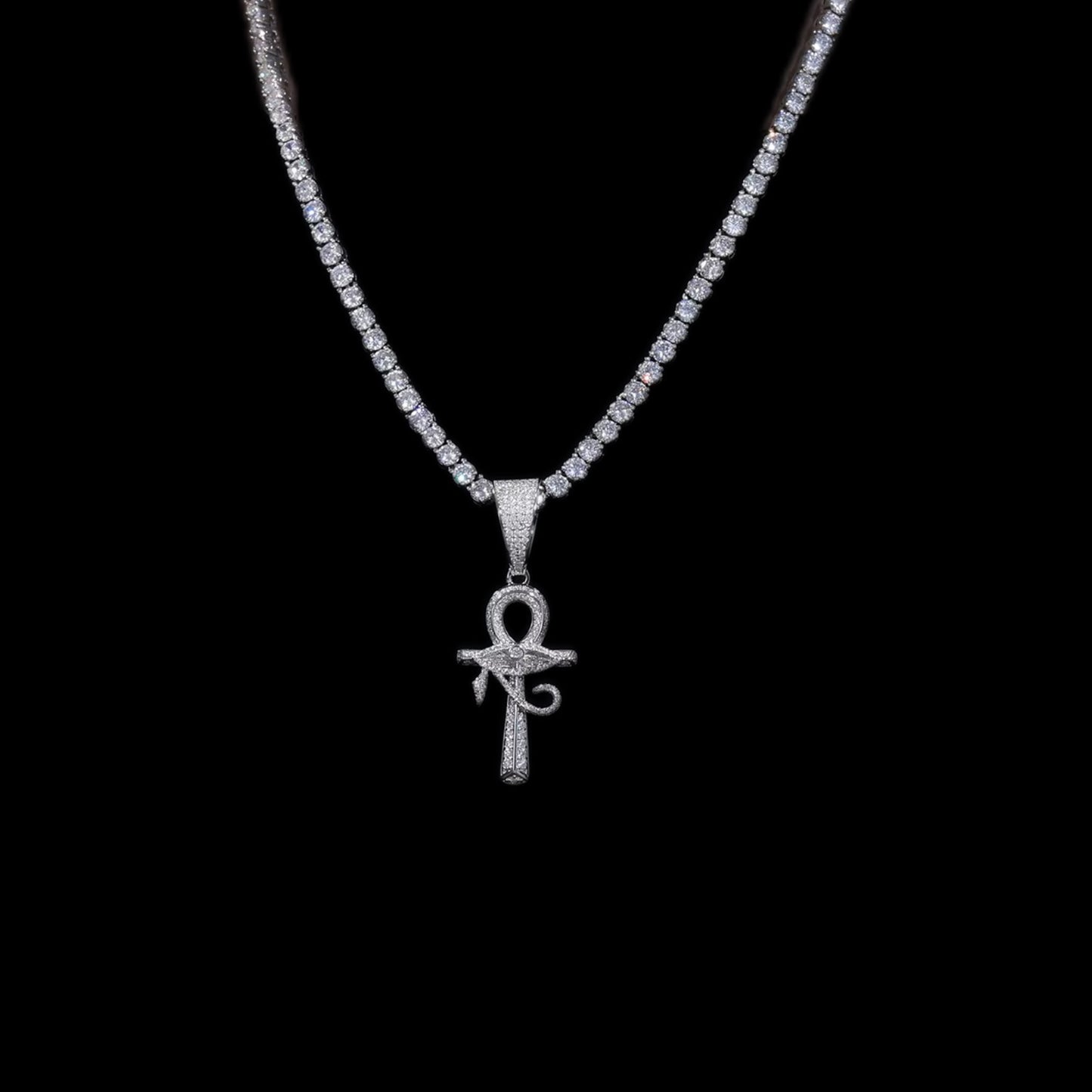 Gelati's Ankh-Cross Diamond Pendant in solid 925 sterling silver & vvs1 Moissanite Diamonds