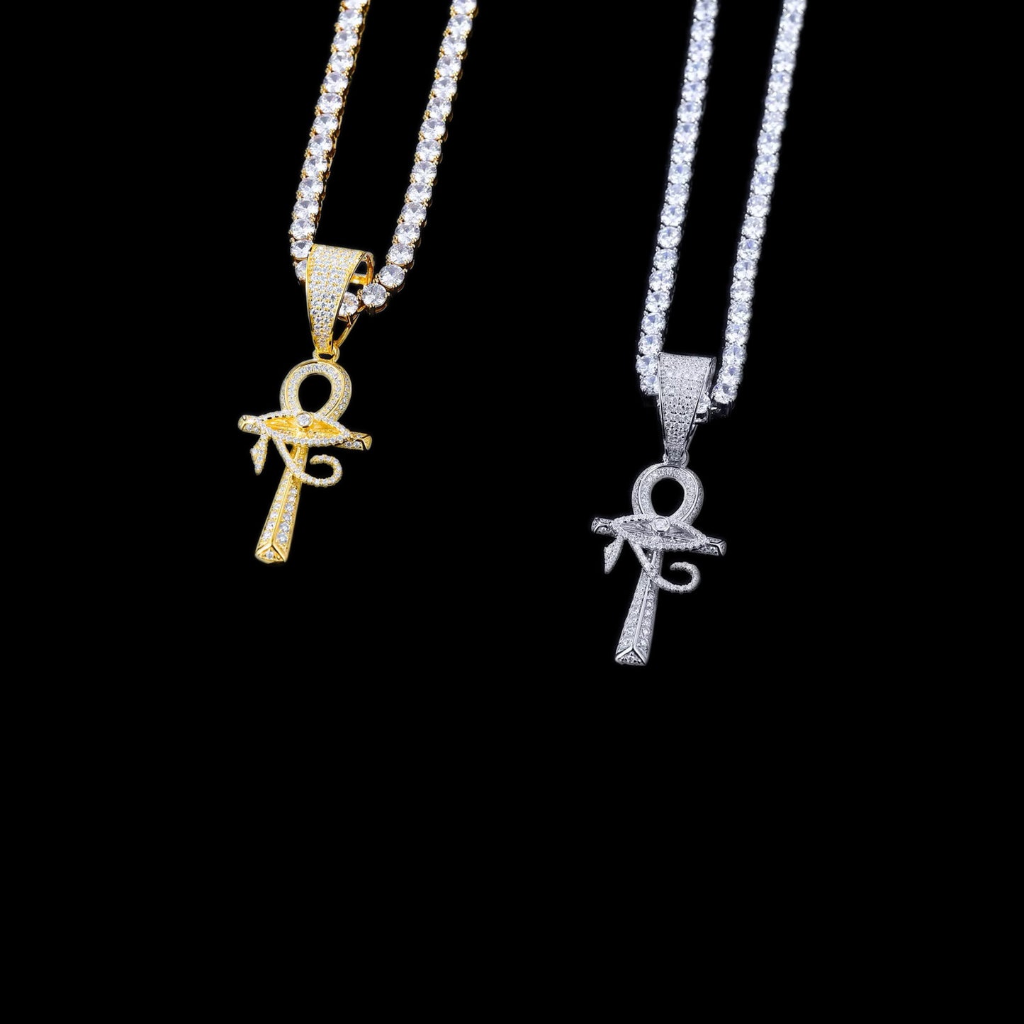 Gelati's Ankh-Cross Diamond Pendant in solid 925 sterling silver & vvs1 Moissanite Diamonds