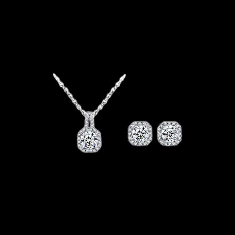 Gelati's Square Cut Diamond Necklace & Pendant. in 925 Silver & VVS1 Moissanite Diamonds