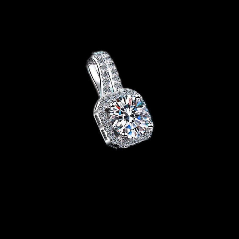 Gelati's Square Cut Diamond Necklace & Pendant. in 925 Silver & VVS1 Moissanite Diamonds