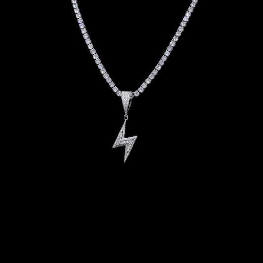 Gelati's Thunderbolt Baguette Diamond Pendant with 18k Vermeil Inserts & Free 925 Silver Rope Chain