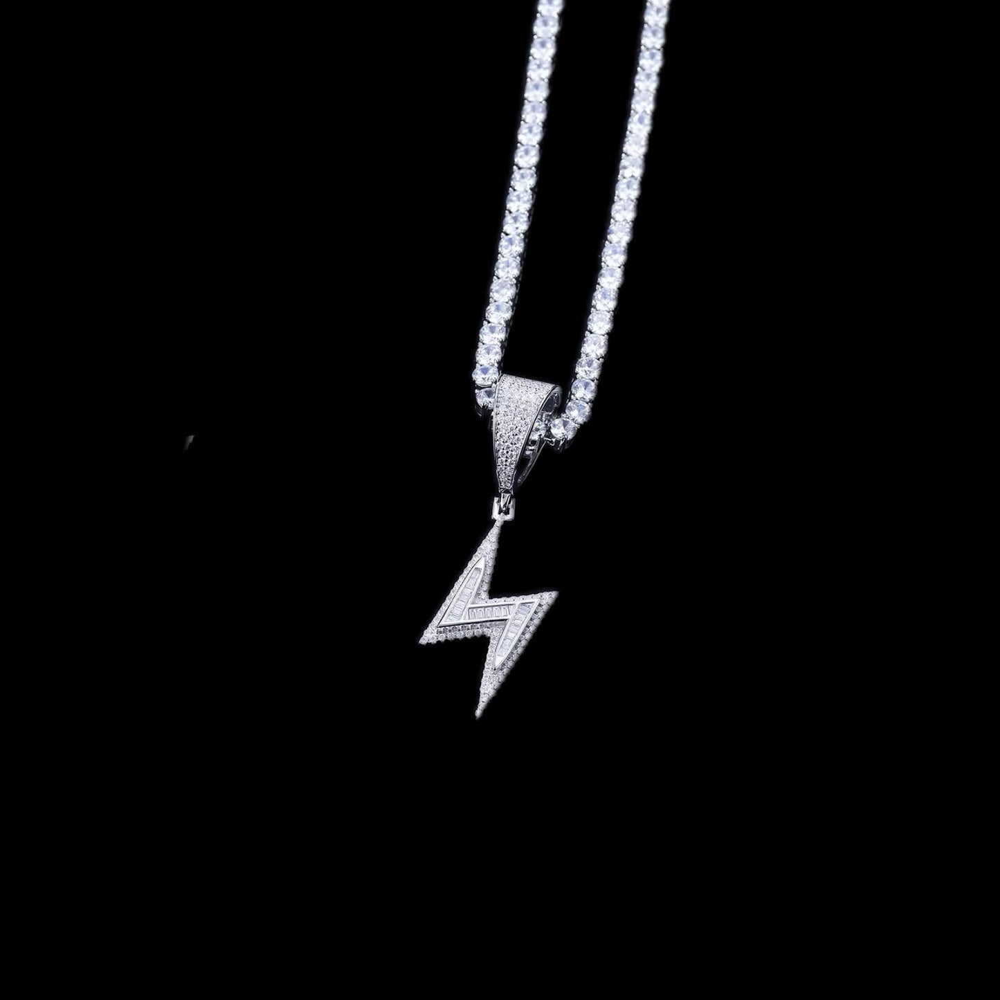 Gelati's Thunderbolt Baguette Diamond Pendant with 18k Vermeil Inserts & Free 925 Silver Rope Chain