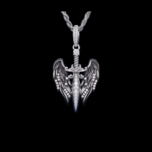 Gelati's Bespoke "Dark Angel" Diamond Pendant in 925 Sterling Silver & VVS1 Moissanite Diamonds