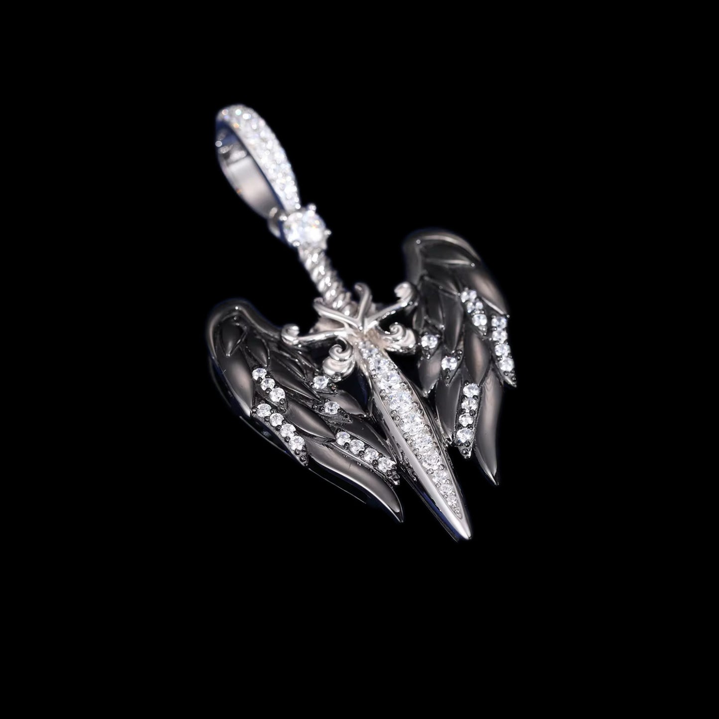 Gelati's Bespoke "Dark Angel" Diamond Pendant in 925 Sterling Silver & VVS1 Moissanite Diamonds