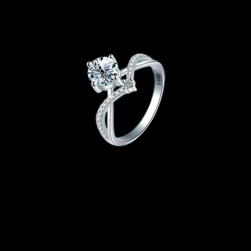 Gelati's Princess Cut V Halo Diamond Ring in 925 Sterling Silver