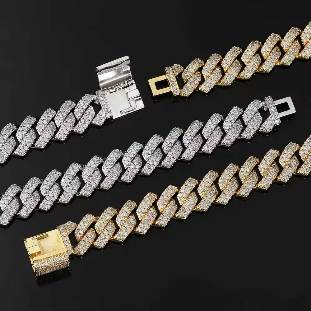 Gelati's Classic Titanium Prongue Cuban Link Chain & 18k Vermeil Gold Inserts