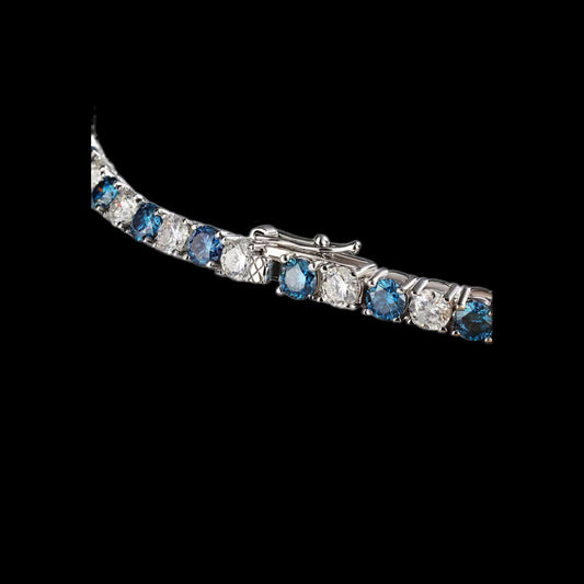 Gelati's Blue Sapphire "Luce di notte" Tennis Chain & Bracelet - Featuring Synthetic Sapphires & 18K Vermeil Gold Inserts