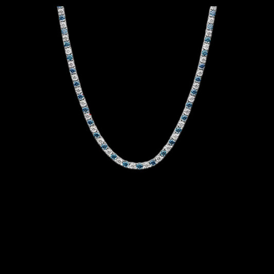 Gelati's Blue Sapphire "Luce di notte" Tennis Chain & Bracelet - Featuring Synthetic Sapphires & 18K Vermeil Gold Inserts