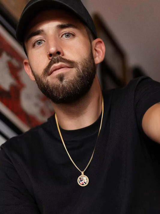 Gelati's Round Modular Custom Picture Diamond Pendant - Solid Titanium & 18k Vermeil Gold Layers