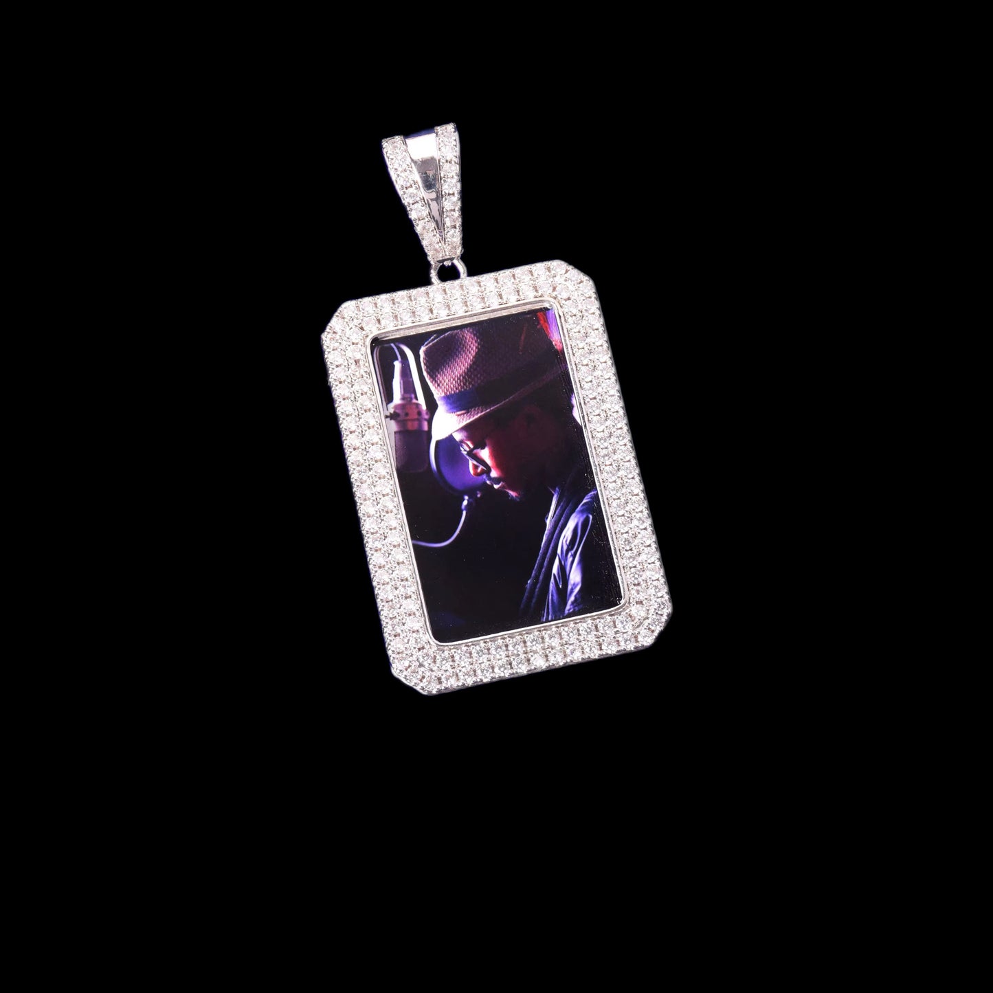 Gelati's Rectangular Custom Picture Diamond Pendant - Solid Titanium & 18k Vermeil Gold Layers