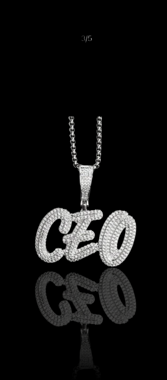 Gelati Custom "Handisgn Letter" Diamond Pendant in Solid Titanium & 18k Vermeil Gold + Free 925 Silver Rope Chain