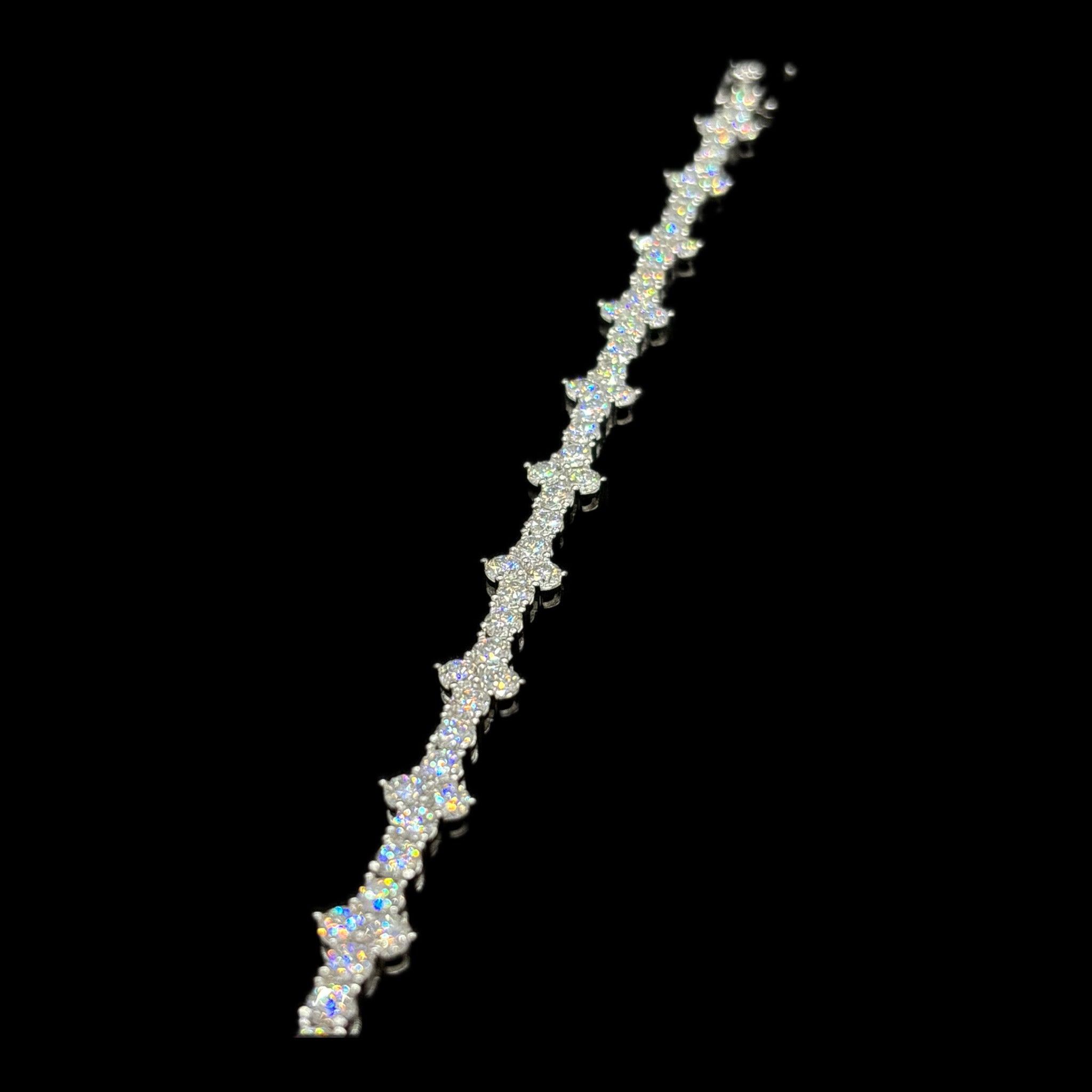 Gelati's Diamond Cross Link Tennis Bracelet with 18k Vermeil Gold Inserts