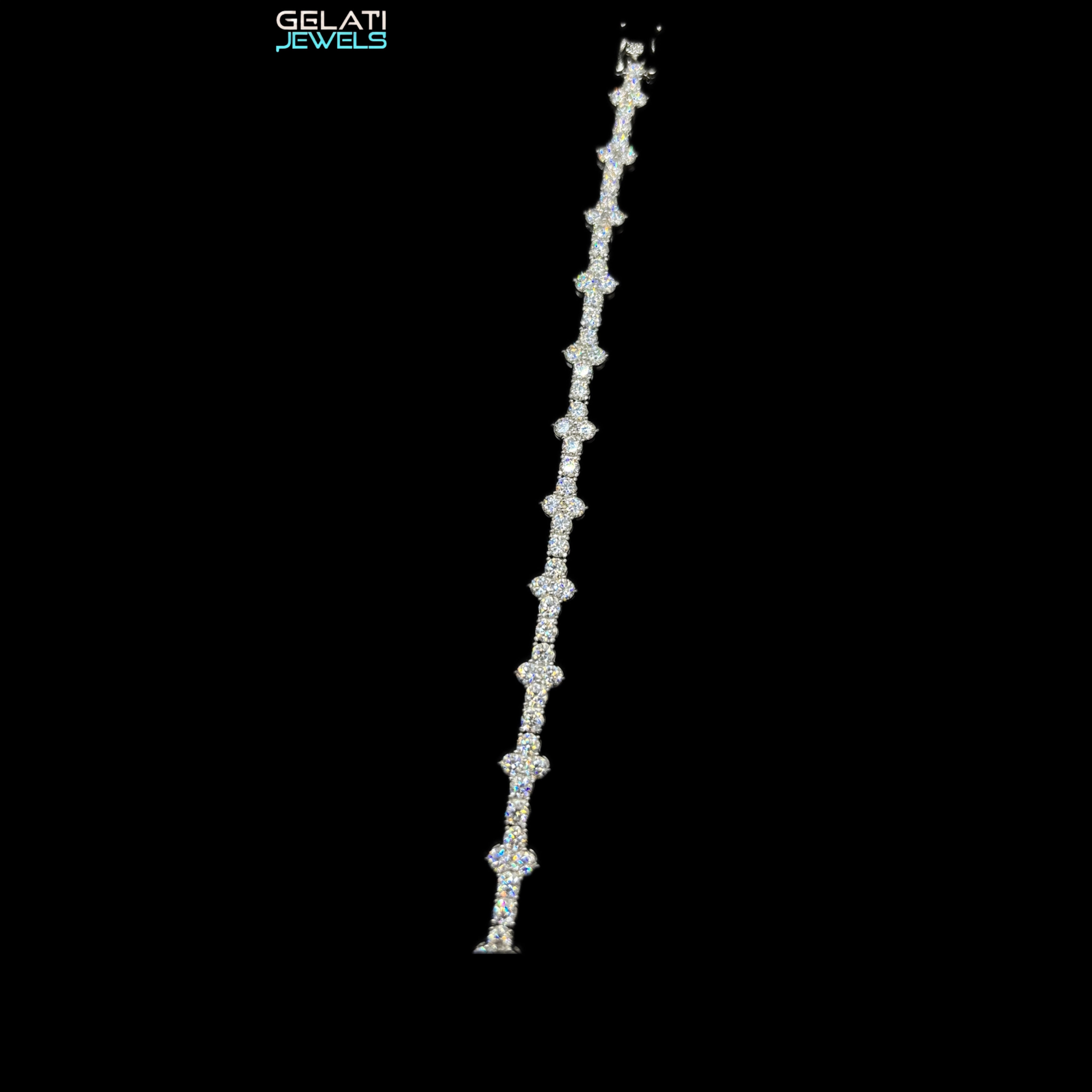 Gelati's Diamond Cross Link Tennis Bracelet with 18k Vermeil Gold Inserts
