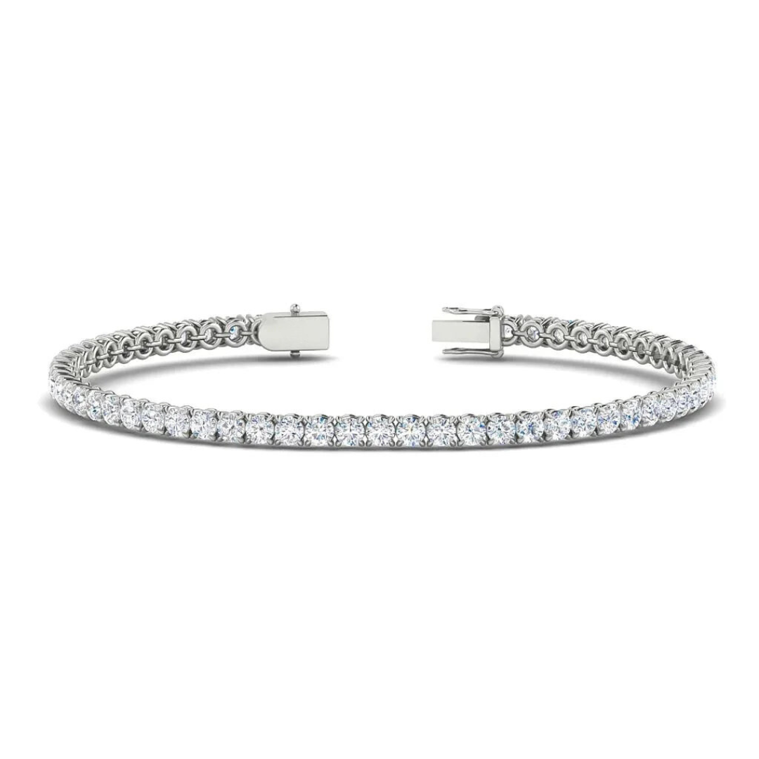 Gelati's Bespoke Diamond "Glaciale"  Round & Square Cut Tennis Bracelet in 925 Silver & 18k Vermeil Gold