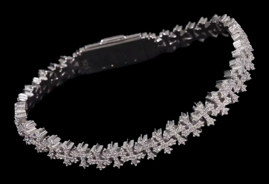 Gelati's Double-Cross Diamond Bracelet In Titanium - Carbon diamonds and 18K Vermeil Gold Accents.