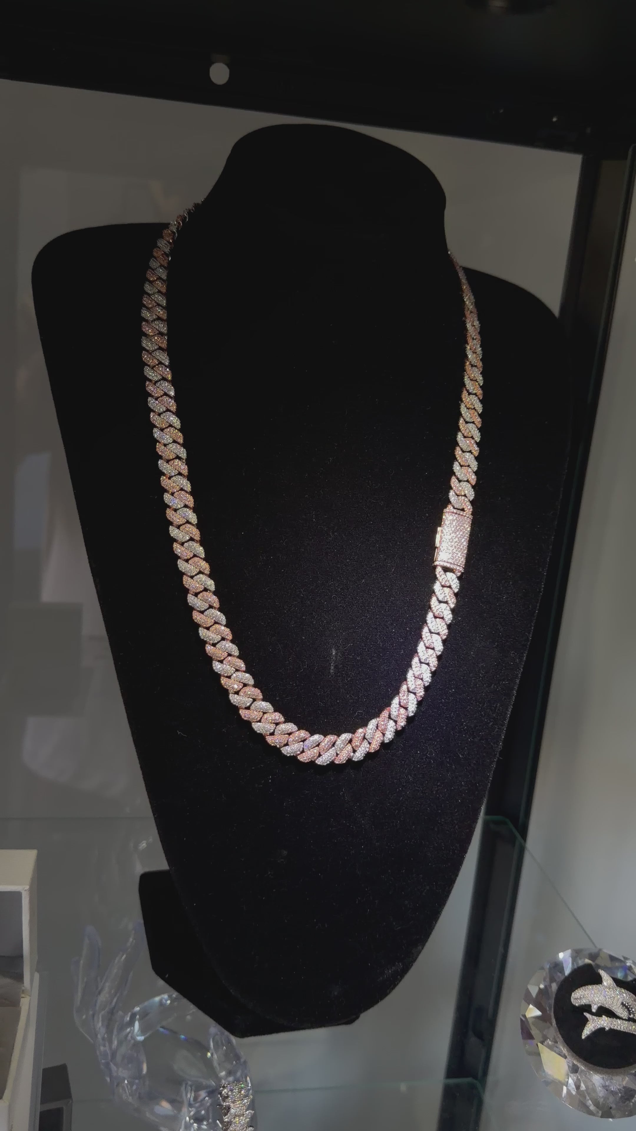 GELATI Miami Link Mosaic |Tri Row Diamond Necklace – 3EX FL-IF Moissanite, 925 Silver & 18K Vermeil