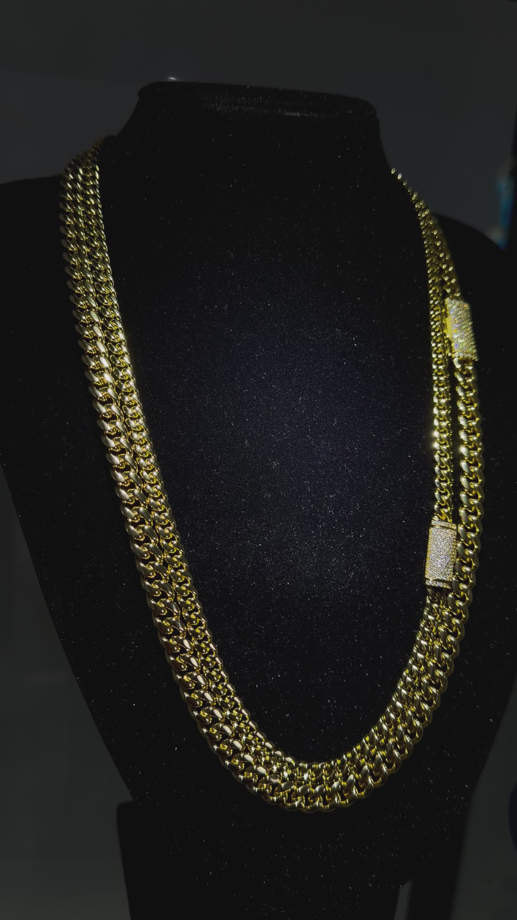 Gelati's 18K Vermeil Gold -DVVS1 Lab Moissanite Diamond Lock Miami Link Cuban Necklace in Solid 925 Sterling Silver & Titanium .